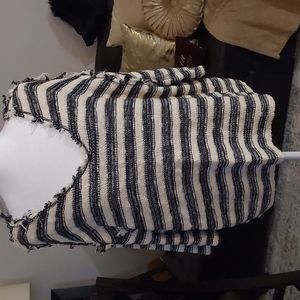 Free People relaxed fit stripped sweater in cream and black size xs